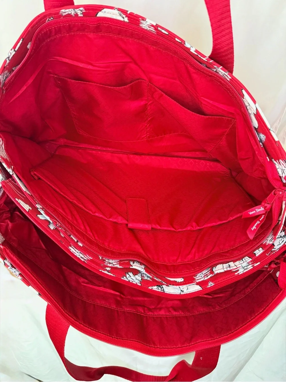 Vera Bradley Red Quilted Tote with White Polar Bear Print